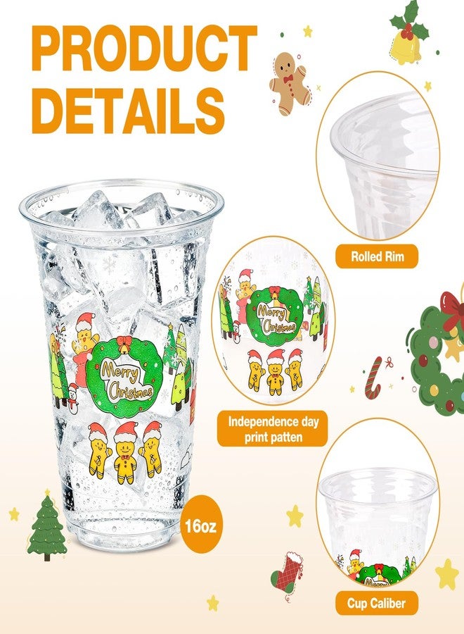 ADLORYEA 48 Pack 16oz Christmas Disposable Plastic Cups | Clear Santa & Snowflake Design for Xmas Holiday Hot Cold Drinks Party Supplies - Image 4